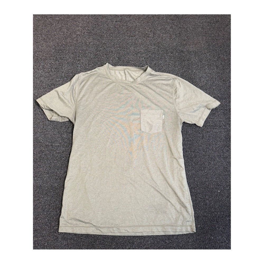 Vuori Men's Tech Tee Heathered Green Short Sleeve Pocket T-Shirt Size Medium